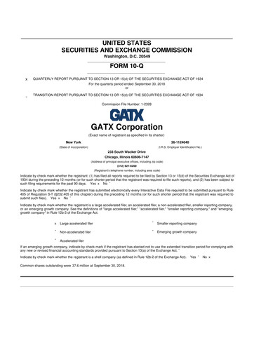 Miniature GATX 10-Q Rapport trimestriel 2018 