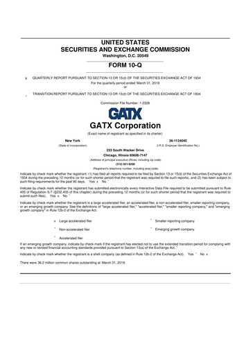 Miniature GATX 10-Q Rapport trimestriel 2019 