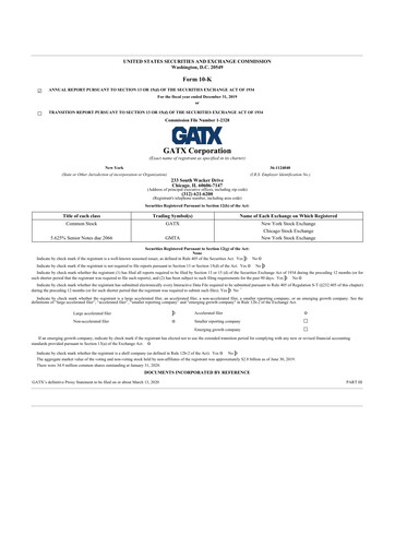 Thumbnail GATX 10-K Annual Report 2019