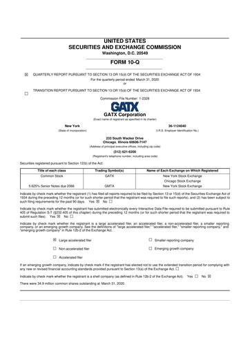 Miniature GATX 10-Q Rapport trimestriel 2019 