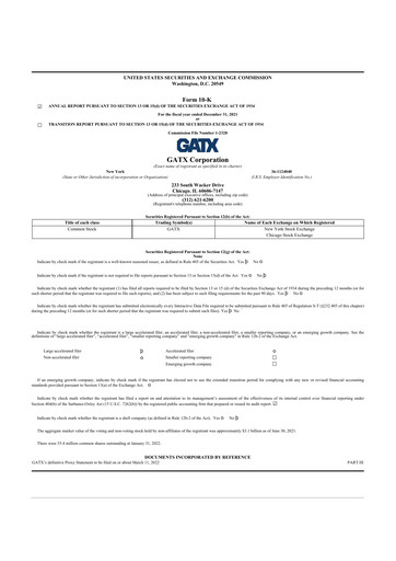 Thumbnail GATX 10-K Annual Report 2021