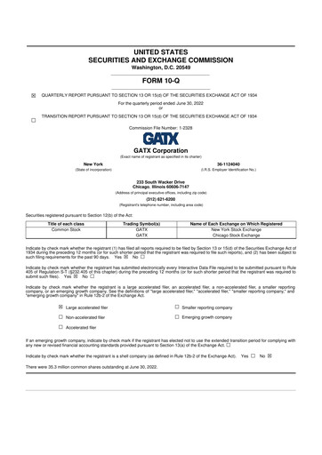 Miniature GATX 10-Q Rapport trimestriel 2022 
