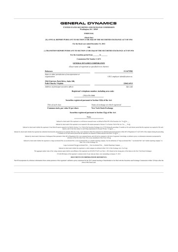 Thumbnail General Dynamics 10-K Annual Report 2012