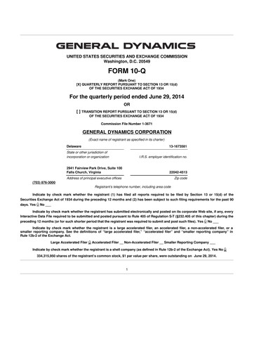 Thumbnail General Dynamics 10-Q Quarterly Report FY2014 