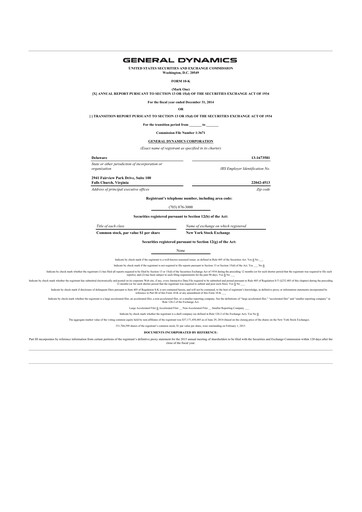 Thumbnail General Dynamics 10-K Annual Report 2014