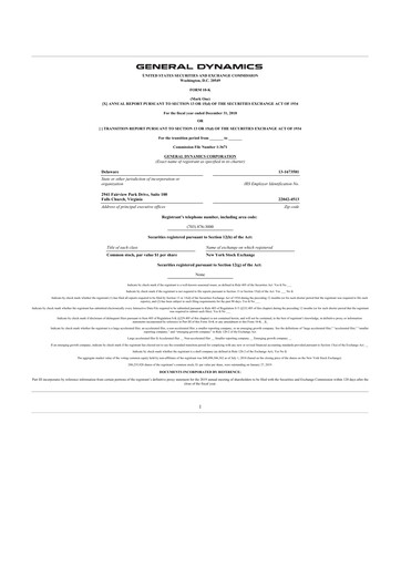 Thumbnail General Dynamics 10-K Annual Report 2018