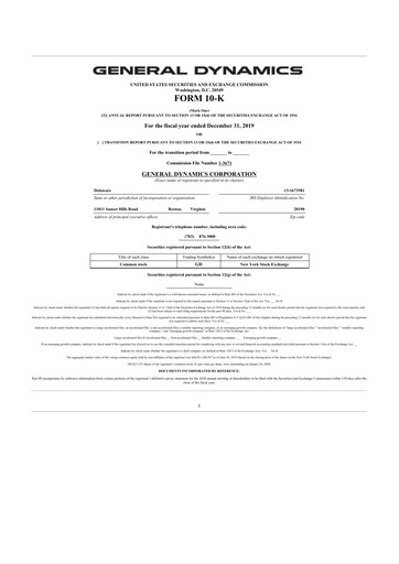 Thumbnail General Dynamics 10-K Annual Report 2019