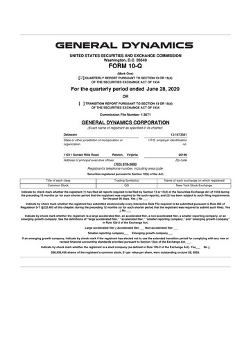 Thumbnail General Dynamics 10-Q Quarterly Report FY2020 