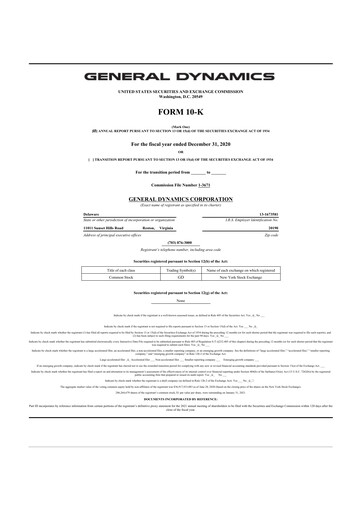 Thumbnail General Dynamics 10-K Annual Report 2020