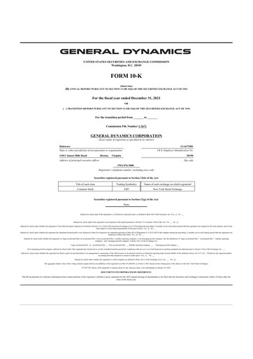 Thumbnail General Dynamics 10-K Annual Report 2021