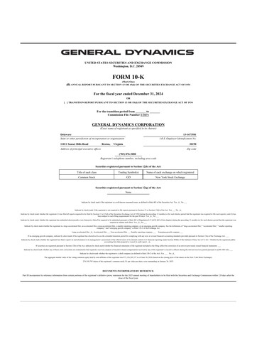 Thumbnail General Dynamics 10-K Annual Report 2024