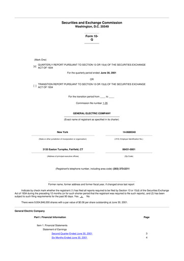 Vorschaubild General Electric 10-Q Quartalsbericht  