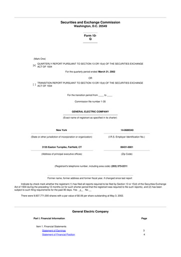 Vorschaubild General Electric 10-Q Quartalsbericht  