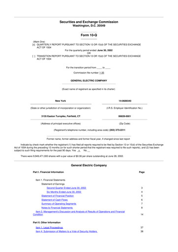 Vorschaubild General Electric 10-Q Quartalsbericht  