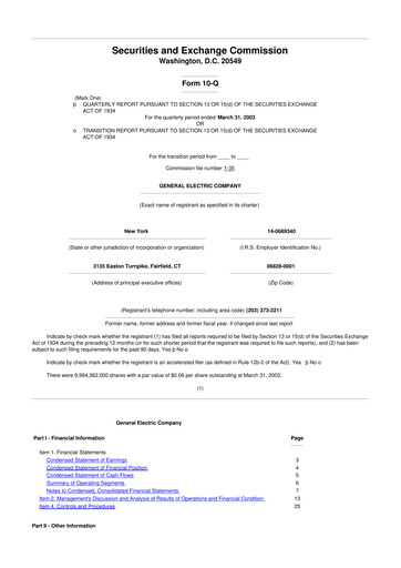 Vorschaubild General Electric 10-Q Quartalsbericht  