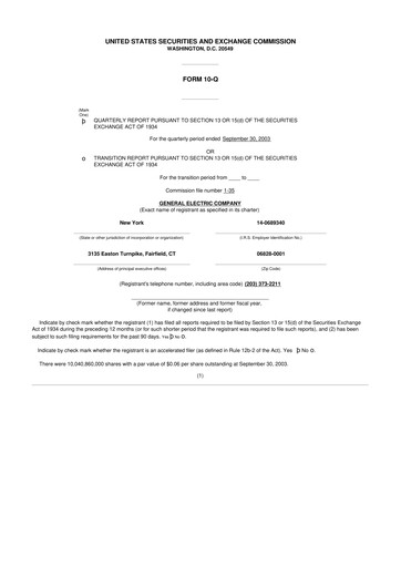 Vorschaubild General Electric 10-Q Quartalsbericht  