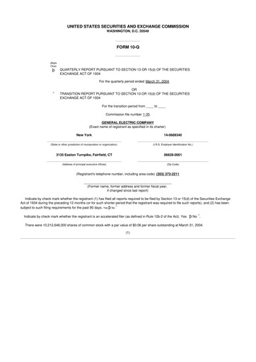 Vorschaubild General Electric 10-Q Quartalsbericht  