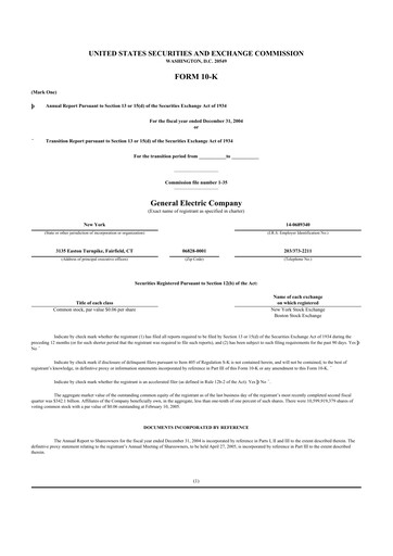 Vorschaubild General Electric 10-K Jahresbericht 