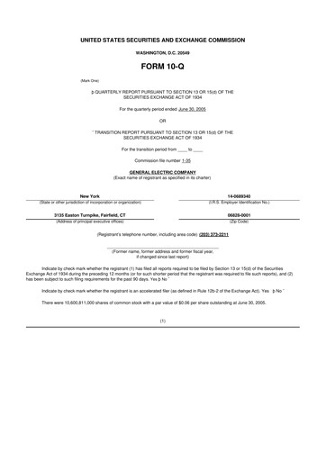 Vorschaubild General Electric 10-Q Quartalsbericht  