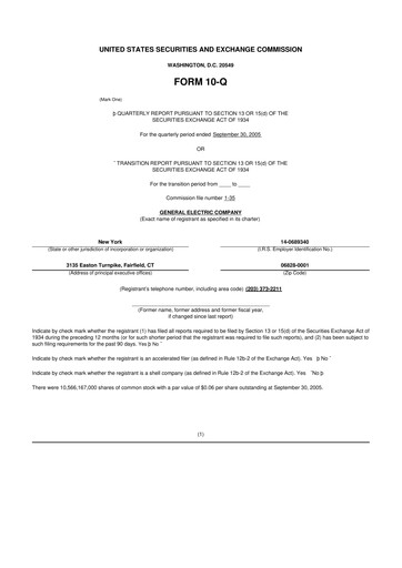 Vorschaubild General Electric 10-Q Quartalsbericht  
