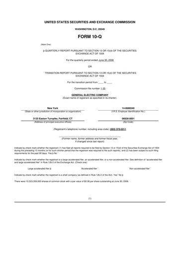 Vorschaubild General Electric 10-Q Quartalsbericht  