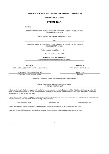Vorschaubild General Electric 10-Q Quartalsbericht  