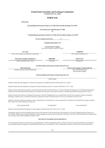 Vorschaubild General Electric 10-K Jahresbericht 