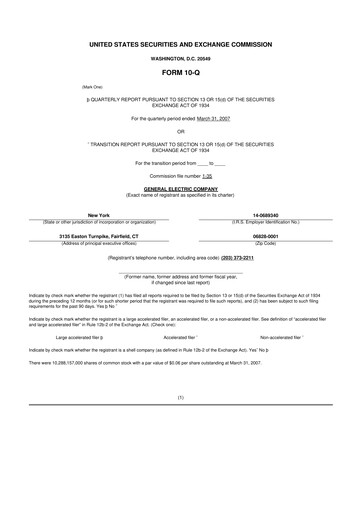 Vorschaubild General Electric 10-Q Quartalsbericht  