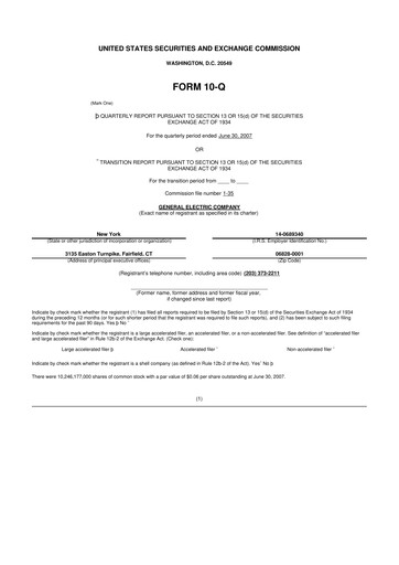 Vorschaubild General Electric 10-Q Quartalsbericht  