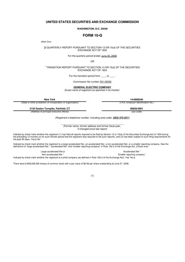 Vorschaubild General Electric 10-Q Quartalsbericht  