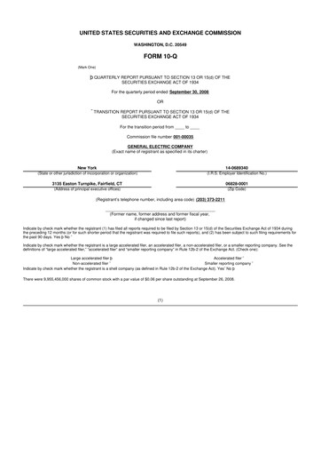 Vorschaubild General Electric 10-Q Quartalsbericht  