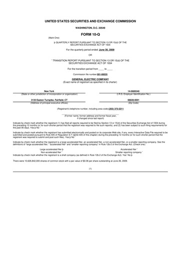 Vorschaubild General Electric 10-Q Quartalsbericht  