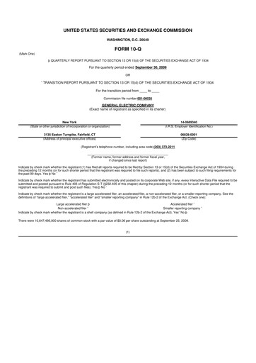 Vorschaubild General Electric 10-Q Quartalsbericht  