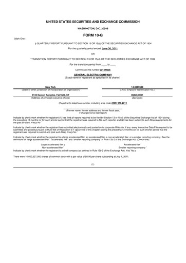 Vorschaubild General Electric 10-Q Quartalsbericht 2011 