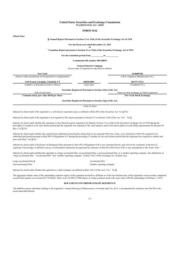 Vorschaubild General Electric 10-K Jahresbericht 2012