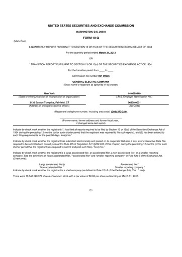 Vorschaubild General Electric 10-Q Quartalsbericht 2013 