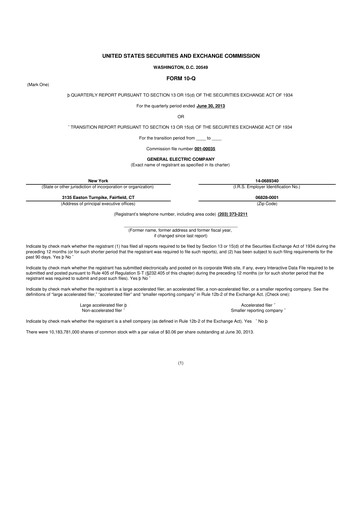 Vorschaubild General Electric 10-Q Quartalsbericht 2013 