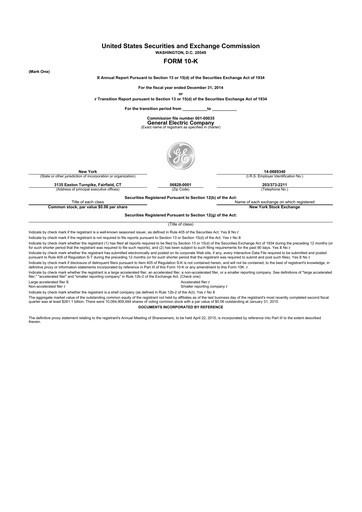 Vorschaubild General Electric 10-K Jahresbericht 2014