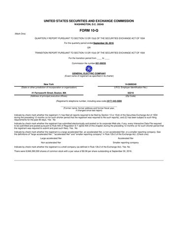 Vorschaubild General Electric 10-Q Quartalsbericht 2016 
