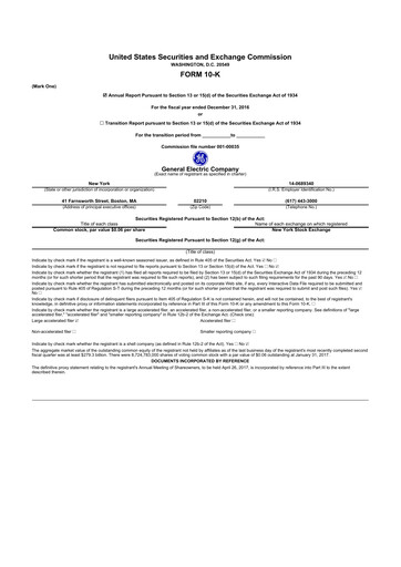 Vorschaubild General Electric 10-K Jahresbericht 2016
