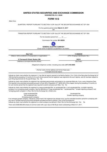 Vorschaubild General Electric 10-Q Quartalsbericht 2017 