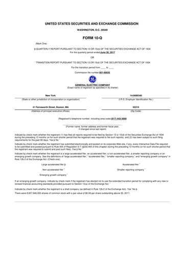 Vorschaubild General Electric 10-Q Quartalsbericht 2017 