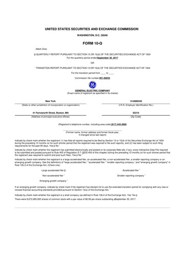 Vorschaubild General Electric 10-Q Quartalsbericht 2017 