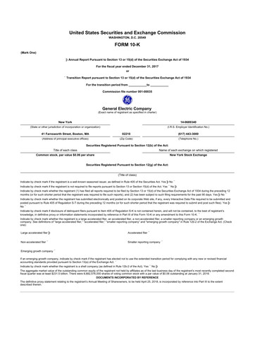 Vorschaubild General Electric 10-K Jahresbericht 2017