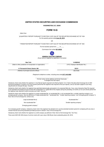 Vorschaubild General Electric 10-Q Quartalsbericht 2018 