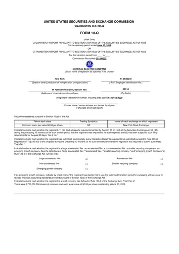 Vorschaubild General Electric 10-Q Quartalsbericht 2019 