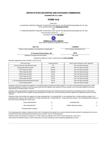 Vorschaubild General Electric 10-Q Quartalsbericht 2019 