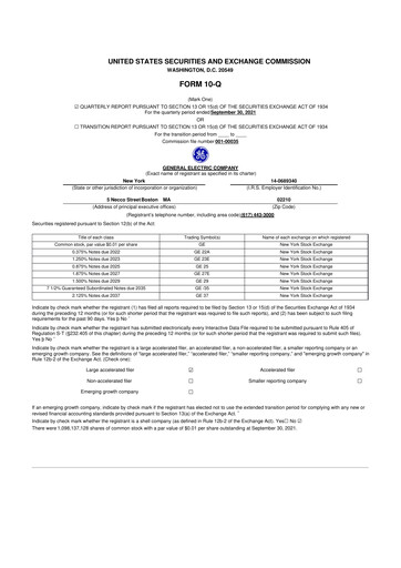 Vorschaubild General Electric 10-Q Quartalsbericht 2021 