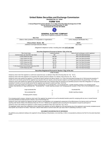 Vorschaubild General Electric 10-K Jahresbericht 2021