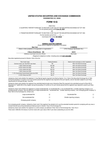 Vorschaubild General Electric 10-Q Quartalsbericht 2022 